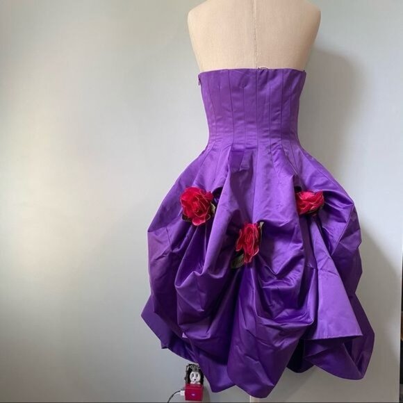Betsey Johnson Evening Dutchess Purple Rose Dress - Picture 9 of 16
